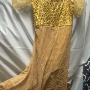 Gold Sequin Kids Dance Costume